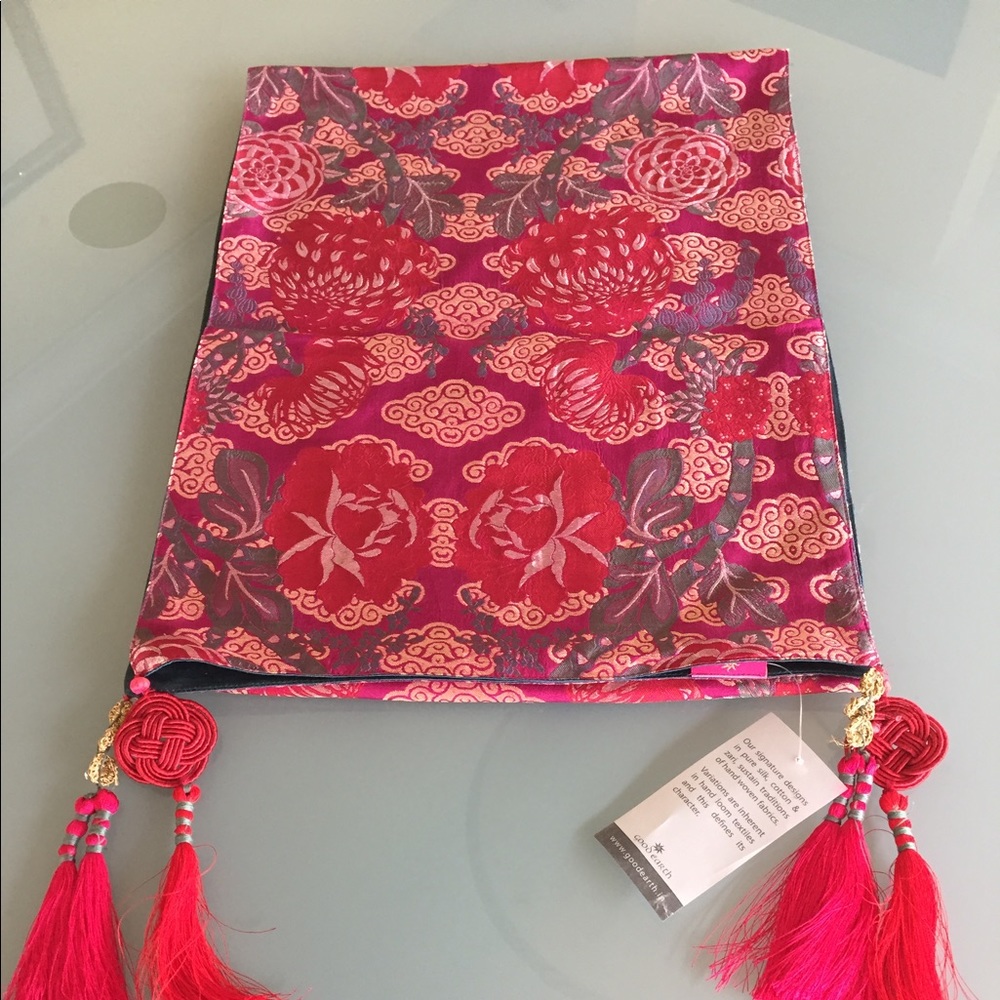 The Good Earth handloom Tibetian brocade Gyasar pure silk table runner heirloom